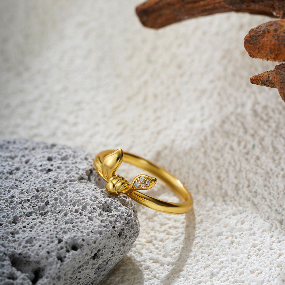 Women's Personalized Zircon Knotted Bow Ring - Norellé
