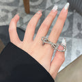 Simple High-grade Silver Metal Bow Ring Women - Norellé