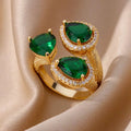 Water Drop Emerald Zircon Ring For Women - Norellé