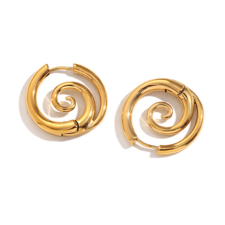 Stainless Steel 18K Gold Plating Simple Spiral Snail Earrings - Norellé