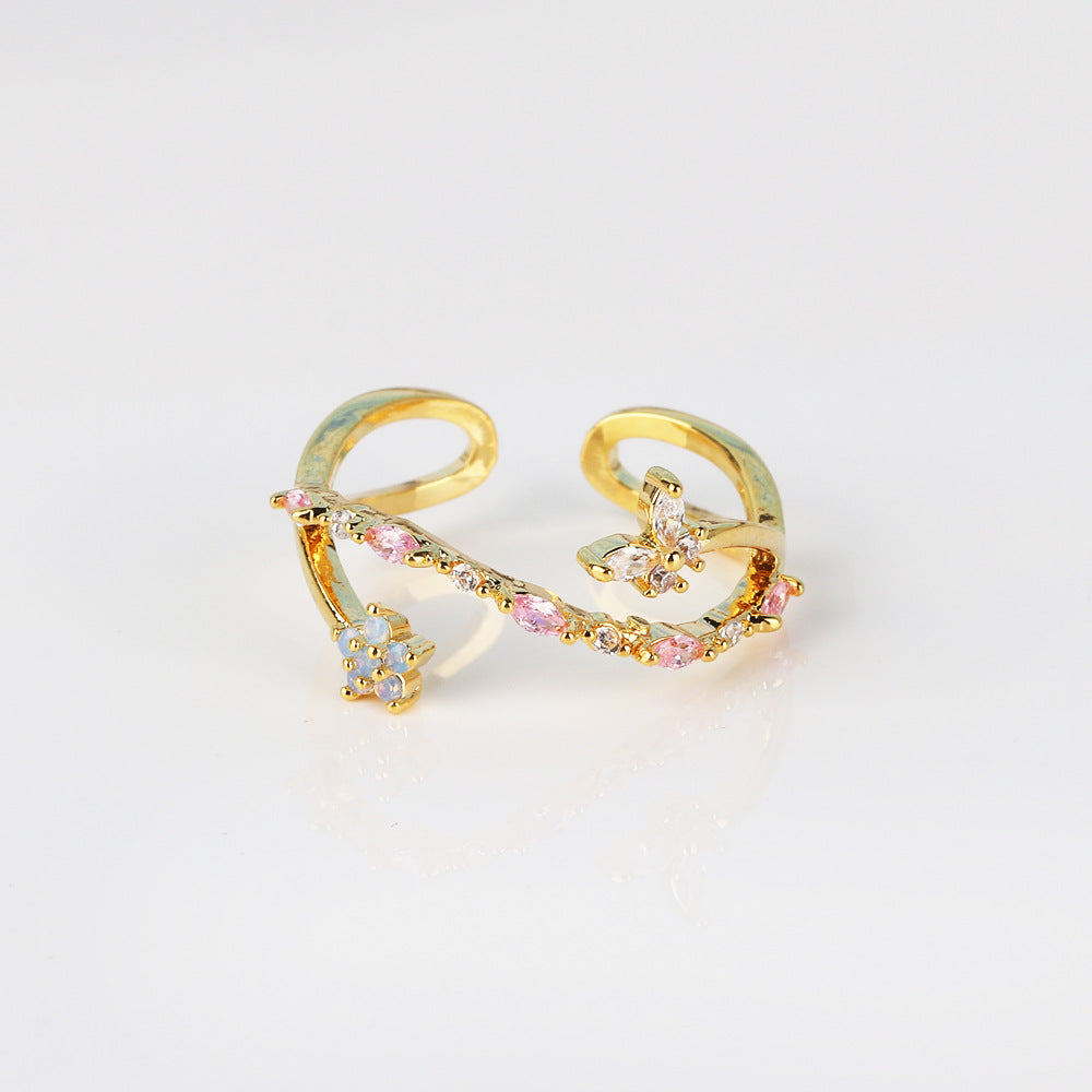 Triangle Diamond Small Blue Bouquet Ring - Norellé