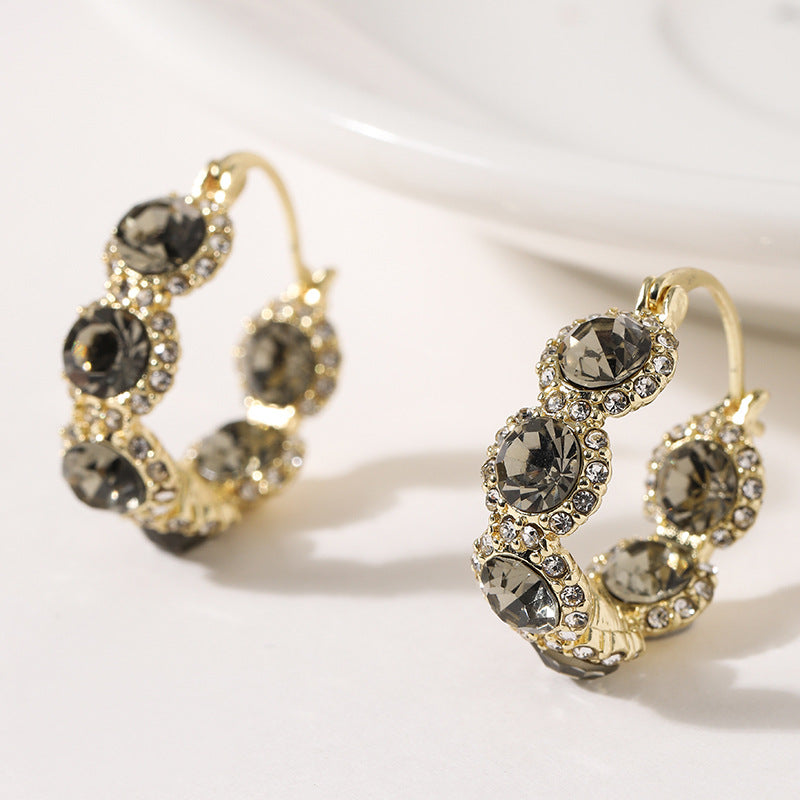 High-grade Gray Diamond Ring Ear Clip Earrings For Women - Norellé