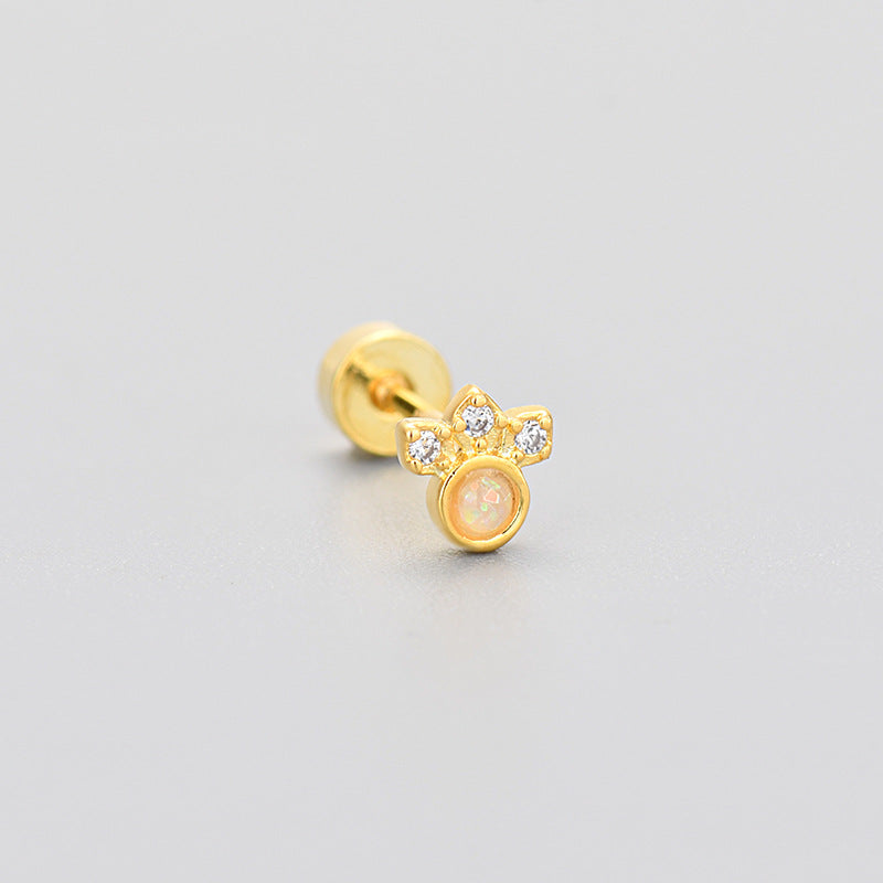 Flat-head Screw Twist Stud Earrings Opal Earrings - Norellé