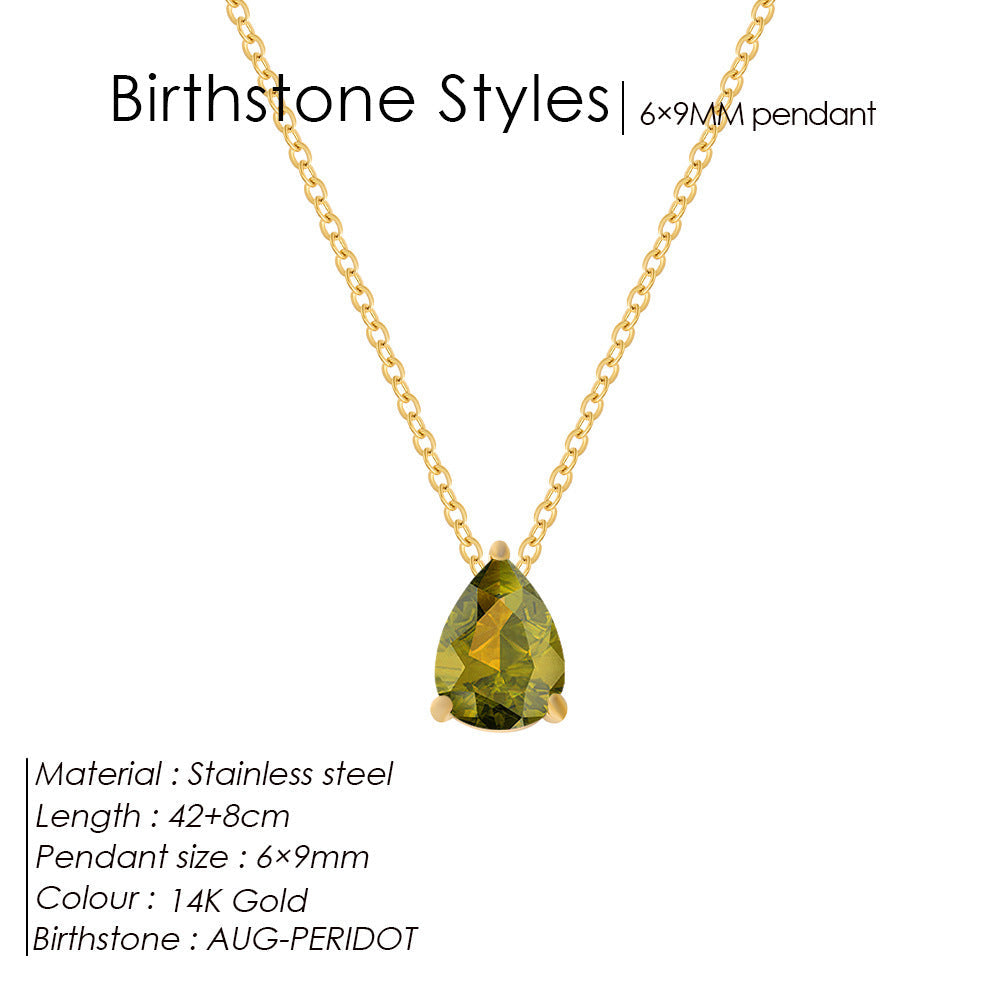 Stainless Steel Stylish Water Drop Zircon Necklace - Norellé