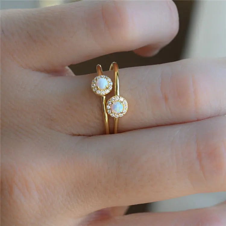 Opal Vintage Court Style Sterling Silver Ring - Norellé