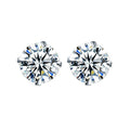 Round Silver Pin Zircon Ear Studs Earrings - Norellé