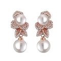 Retro Affordable Luxury Fabulous Pearl Earrings Female Fashion Simple Flower Zircon Ear Studs - Norellé