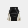 Skirt High Waist PU Stitching Skirt - Norellé