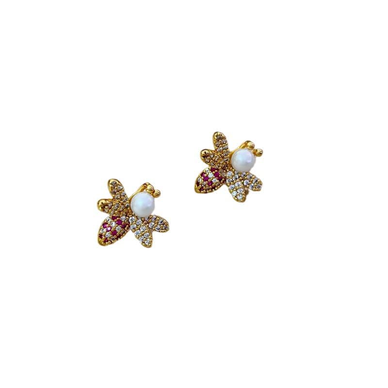 Bee Light Luxury Zircon 925 Silver Stud Earrings - Norellé