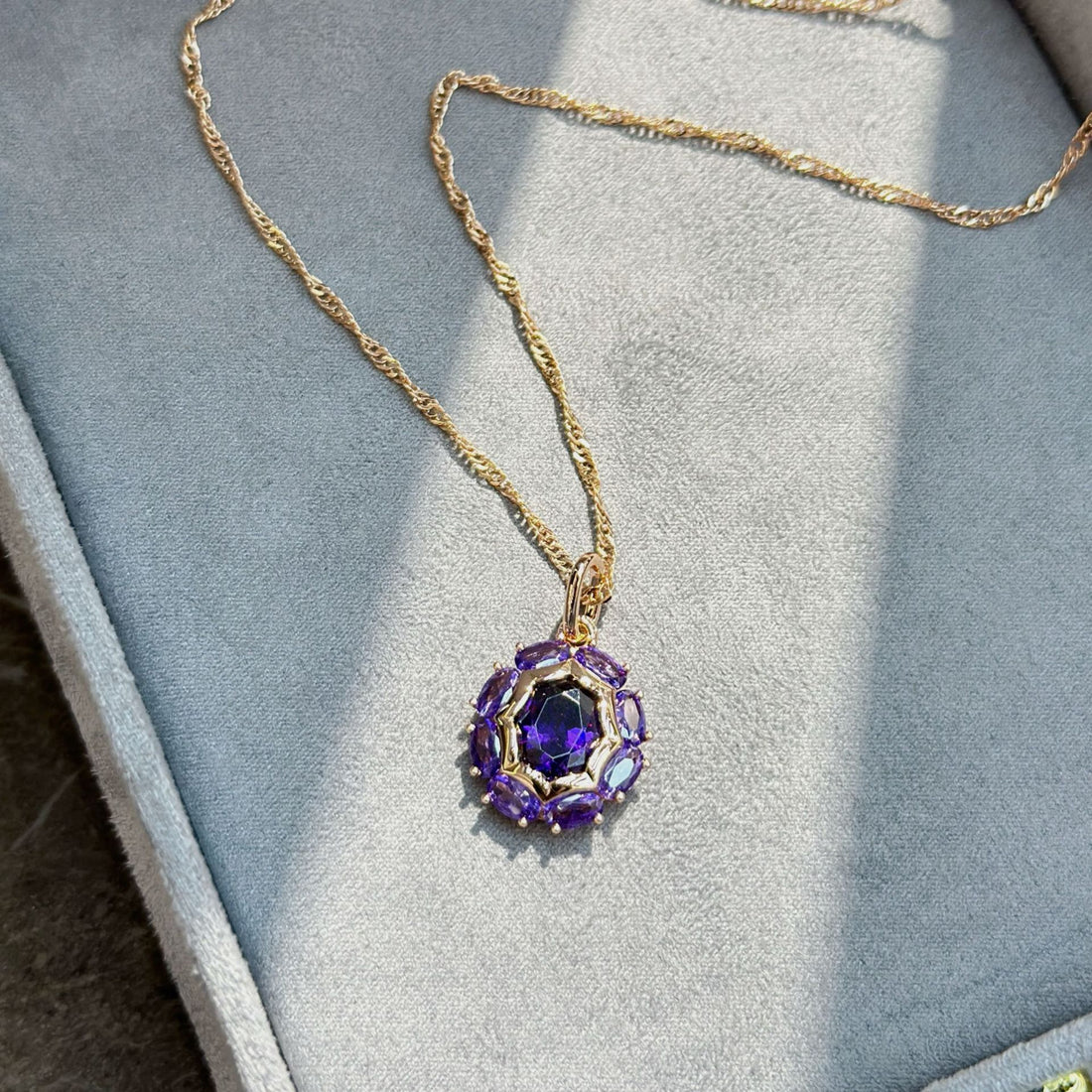 Gulkina Purple Gold Ring Earrings Necklace Amethyst Ornament Suit - Norellé
