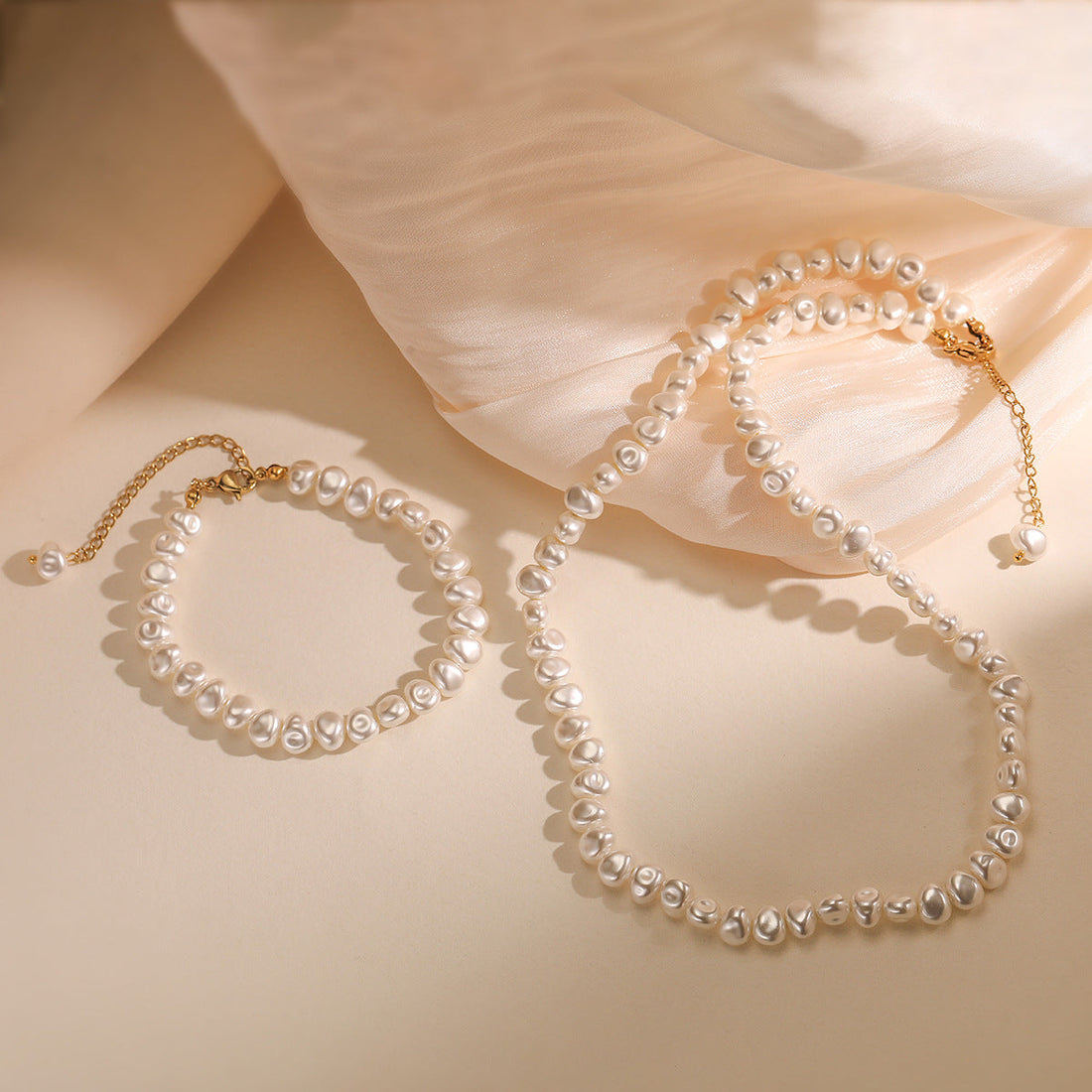 Aogu Cross-border INS Simple Baroque Pearl Necklace - Norellé