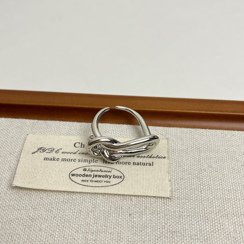 Simple High-grade Silver Metal Bow Ring Women - Norellé