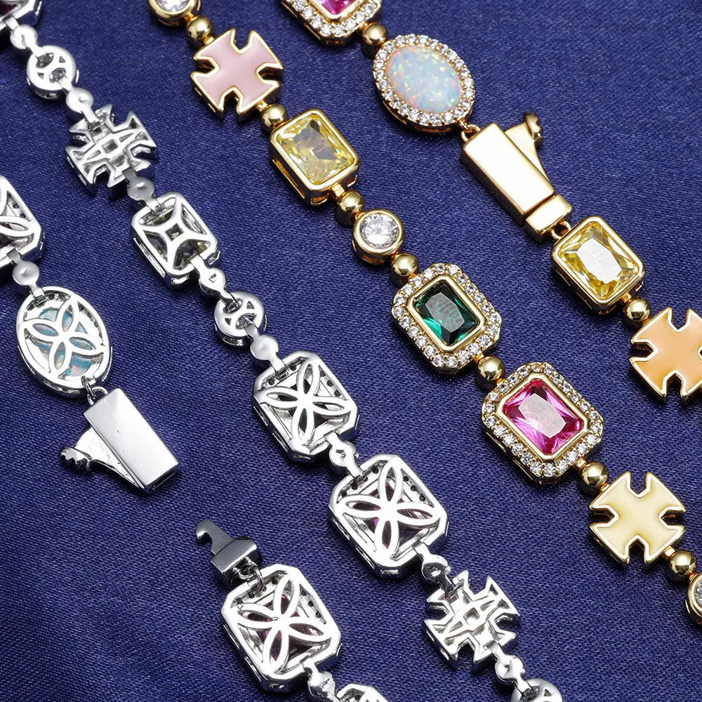 Hip Hop Color Gemstone Jewelry Bracelet Female Accessories - Norellé