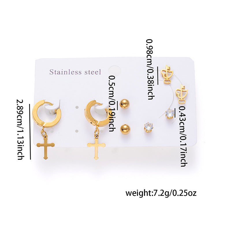 Fashion Simple Titanium Steel Earrings Creative Cross Love Butterfly - Norellé