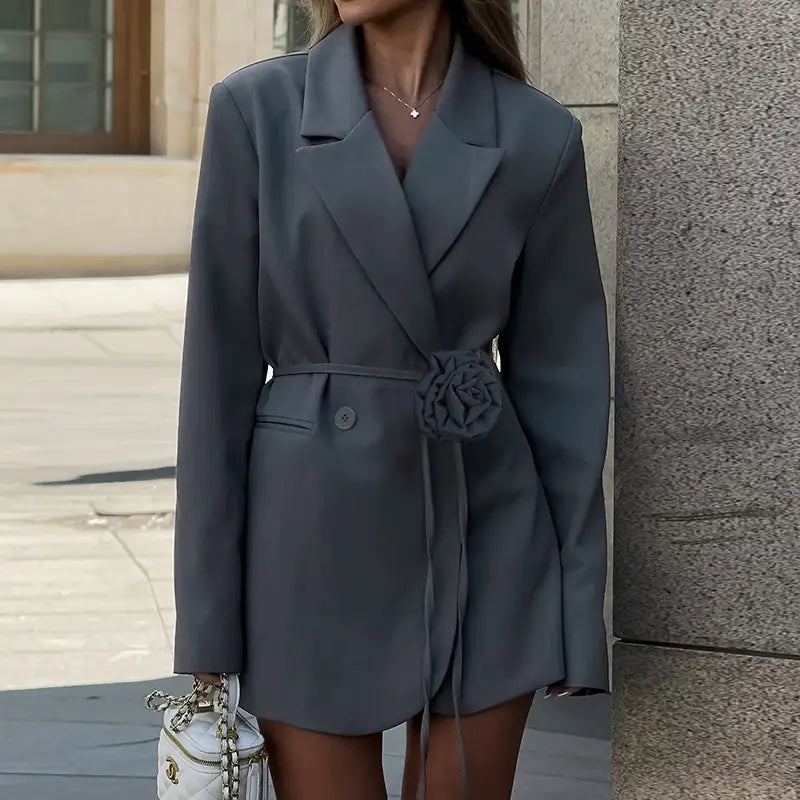 Women’s Fashion Belt Long Sleeve Blazer