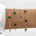 Geometric Rhinestone Bracelet Water Drop Bracelet Suit - Norellé