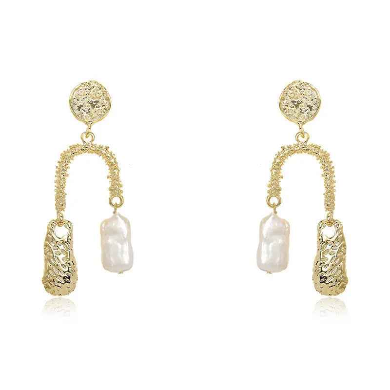 Cold Style Natural Baroque Pearl Earrings Women's Elegant U-shaped - Norellé