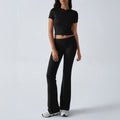 Casual Solid Color Slim Fit Short Sleeve Trousers Suit - Norellé