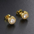 Round Full Diamond Hip Hop Stud Earrings - Norellé
