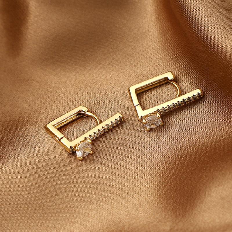 Exquisite Geometric Square Zircon Earrings Temperament Entry Lux - Norellé