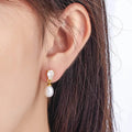 Freshwater Pearl Water Drop Pear-shaped Zircon Earrings - Norellé