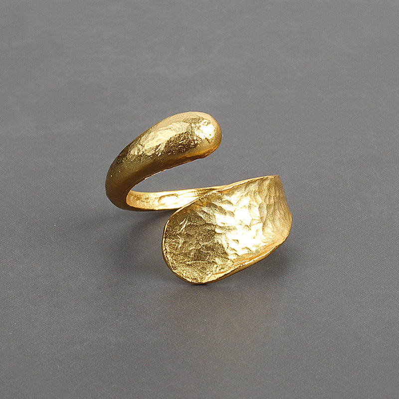 Irregular Concave And Convex Water Drop Gold And Silver Ring - Norellé