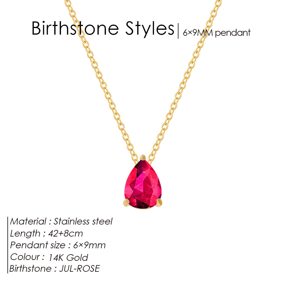 Stainless Steel Stylish Water Drop Zircon Necklace - Norellé
