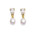 Freshwater Pearl Water Drop Pear-shaped Zircon Earrings - Norellé