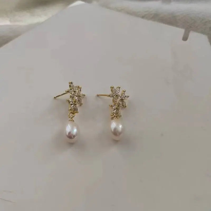 Water Pearl Earrings Niche Micro-inlaid - Norellé