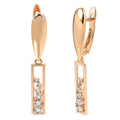 Copper Plated Gold Zircon Earrings Women's Fashionable Rose Gold Rectangular - Norellé