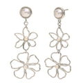 Stainless Steel Plated 18K Gold Line Flower Stud Earrings - Norellé