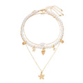 Summer Retro Vacation Style Beach Shell Artificial Pearl Conch Multi-layer Women's Necklace - Norellé