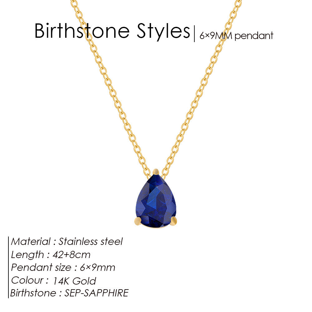 Stainless Steel Stylish Water Drop Zircon Necklace - Norellé