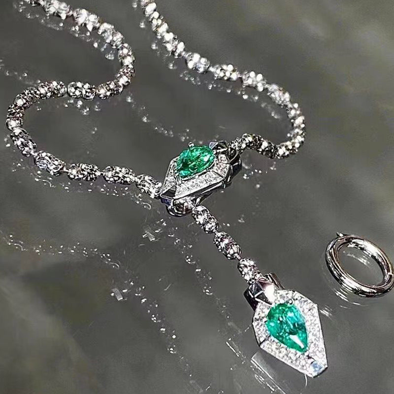 Cool Green Zircon Snake Delicate Style Necklace - Norellé