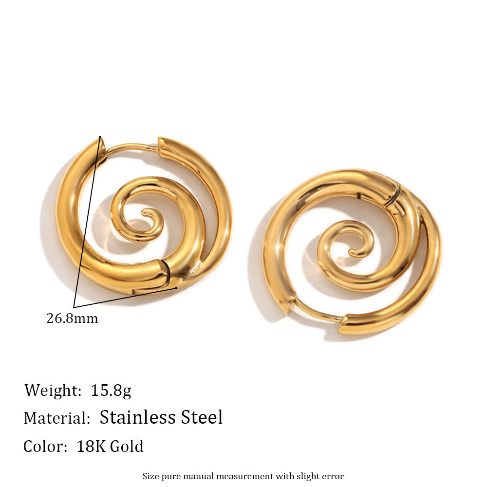 Stainless Steel 18K Gold Plating Simple Spiral Snail Earrings - Norellé
