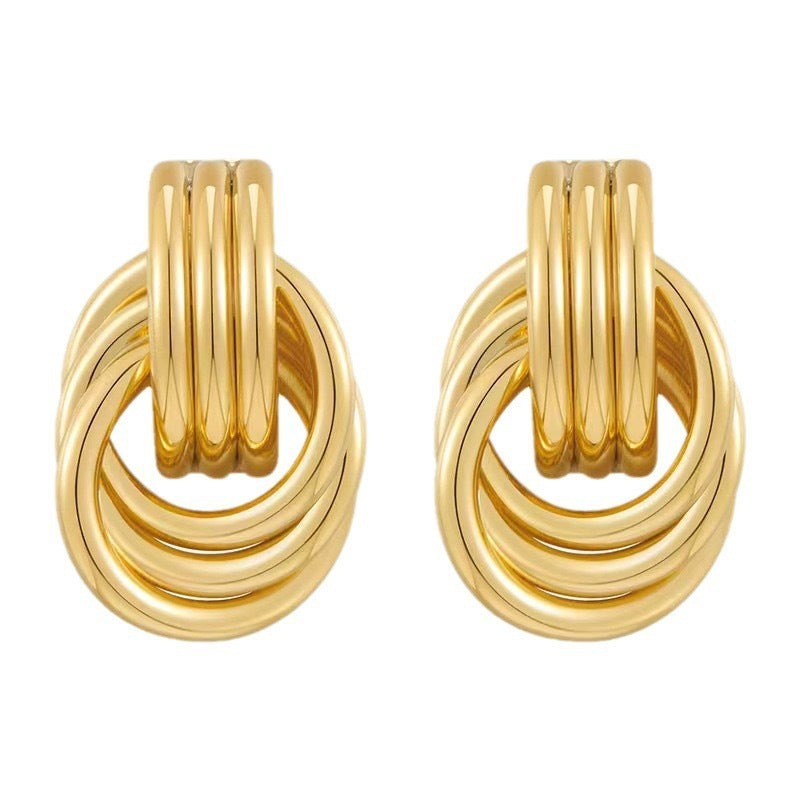 Exaggerated Geometry Earrings Metal Winding Twist Stud Earrings - Norellé