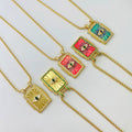 Copper Plating 18K Gold Drop Oil Color Tarot Necklace - Norellé
