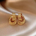 Exaggerated Geometry Earrings Metal Winding Twist Stud Earrings - Norellé