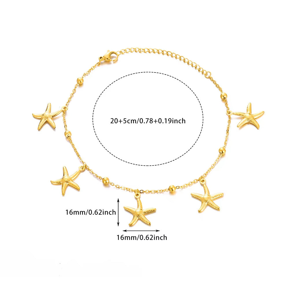 Dolphin Starfish Shell Pendant Ocean Series Anklet - Norellé