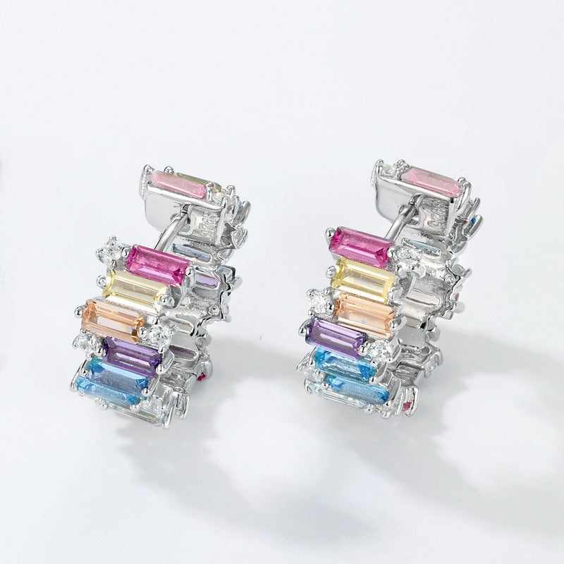 Irregular Color Zirconium Ear Studs - Norellé
