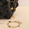 Vintage Necklace Stainless Steel Plated 18K Gold Moon Eight Awn Star Bracelet - Norellé