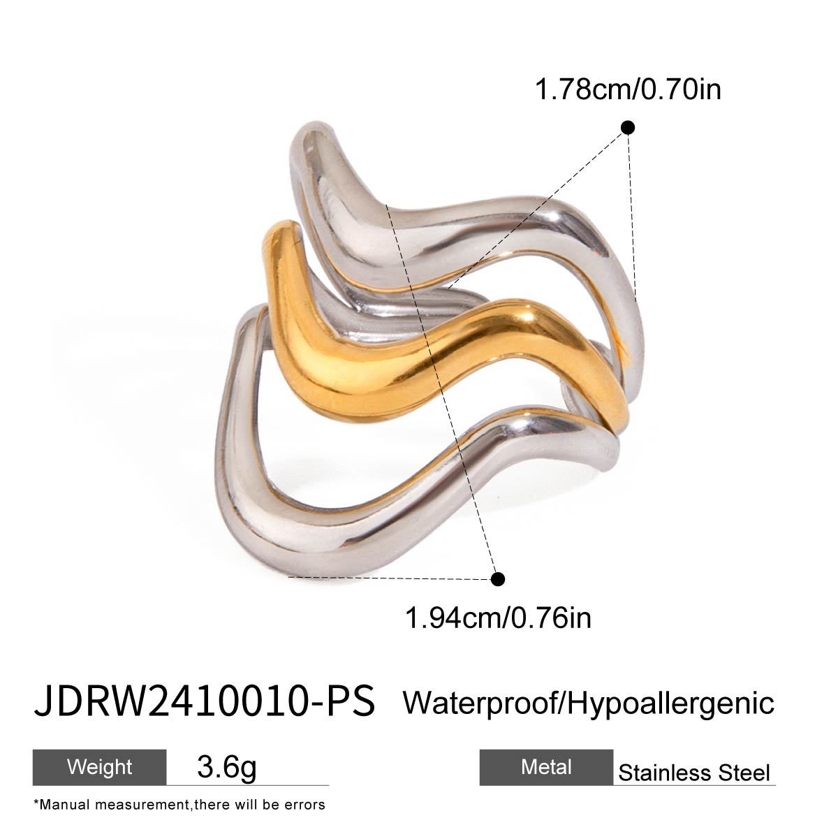 Serpentine Irregular Curve Geometric Non-fading Open Ring - Norellé