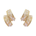 Sterling Silver Needle Glass Crystal Handmade C- Shaped Semi-curved Temperamental Minority Earrings - Norellé