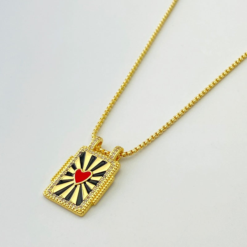 Copper Plating 18K Gold Drop Oil Color Tarot Necklace - Norellé