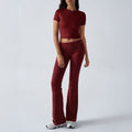 Casual Solid Color Slim Fit Short Sleeve Trousers Suit - Norellé