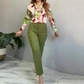 Printed Shirt Slim Trousers Casual Two-piece Suit - Norellé