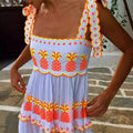 Contrast Color Cake Lace Printing Dress - Norellé