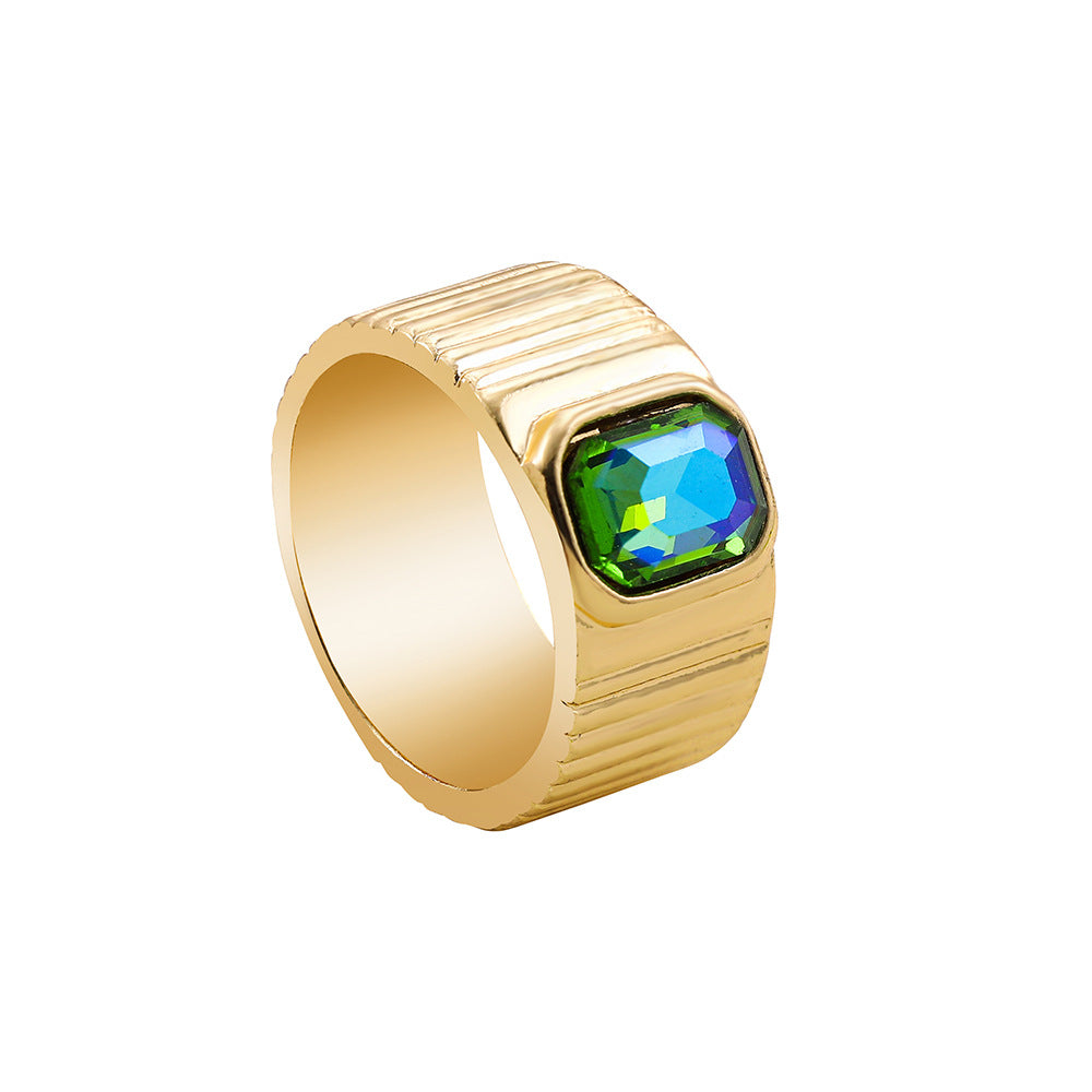Colorful Crystals Oil Drop Peach Heart Crystal Ring - Norellé