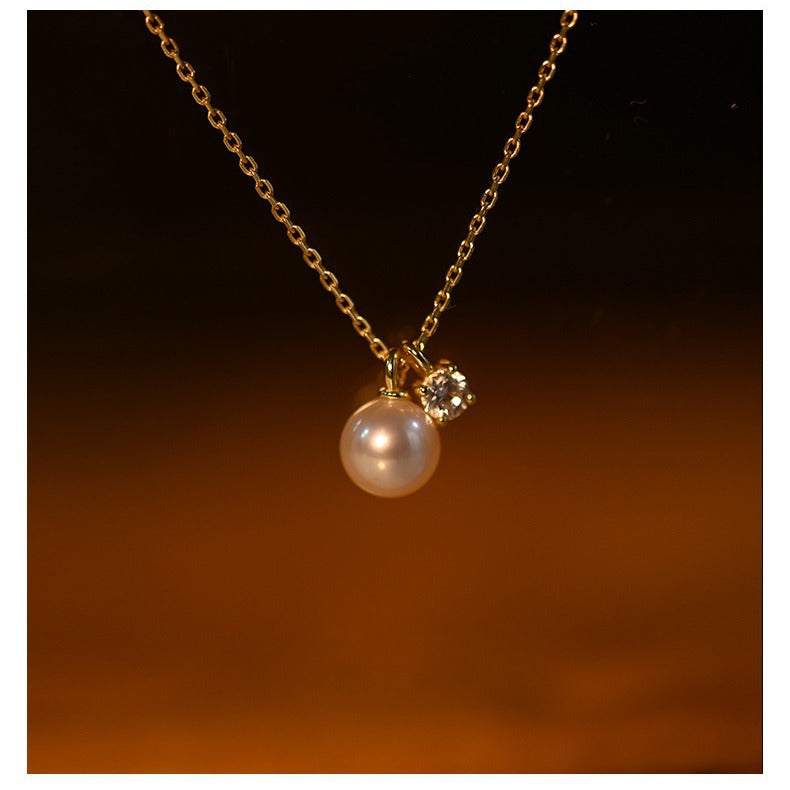 S925 Silver Plating 18K Dold Pearl Shell Pearls Necklace Simple French Style - Norellé