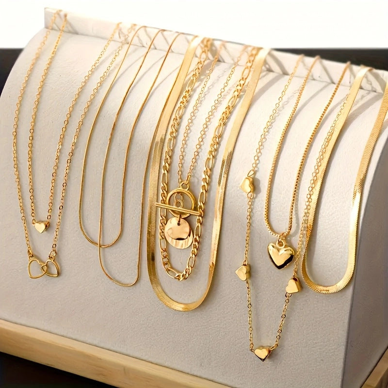 Heart Snake Bone Blade Necklace Suit 10 Pieces - Norellé